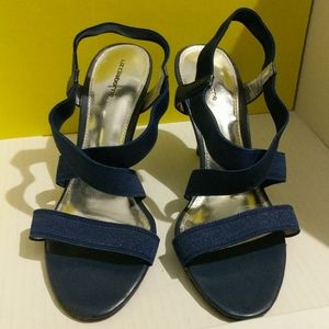 Liz Claiborne Ellie Heeled Strappy Sandals Navy 6 M(B) NWT